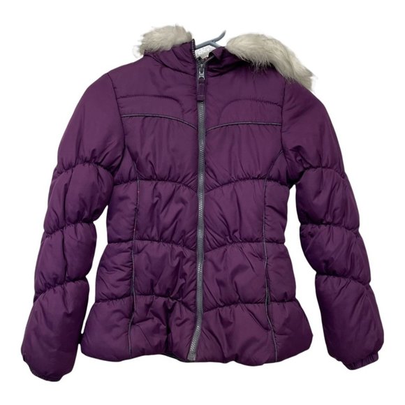 London Fog Girls Coat with Hood Size M 10-12 Purple - Picture 1 of 4